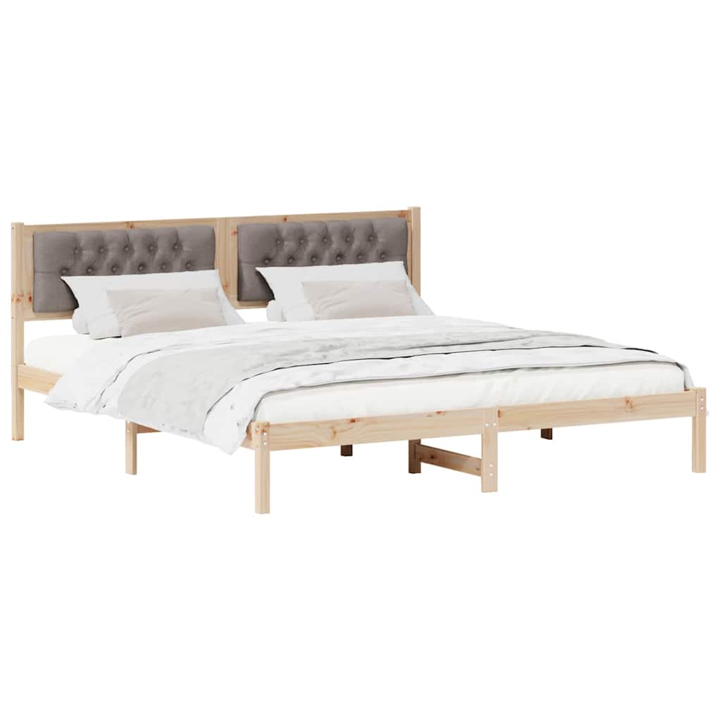 Bed Frame with Headboard Taupe 160 x 200 cm Fabric